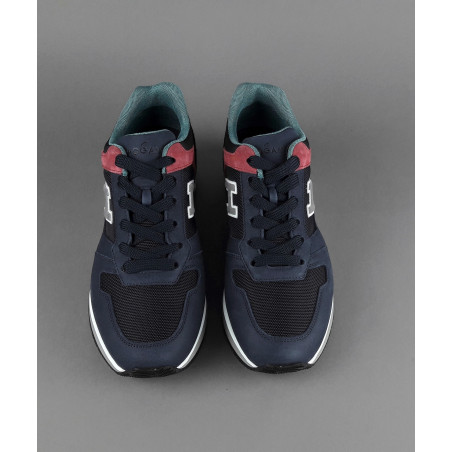 Hogan Sneakers H321 Uomo Nabuk Camoscio Tela Blu Scuro Rosso Nero Prezzo 320,00