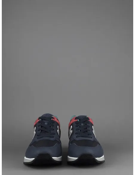 Hogan Sneakers H321 Uomo Nabuk Camoscio Tela Blu Scuro Rosso Nero Prezzo 320,00