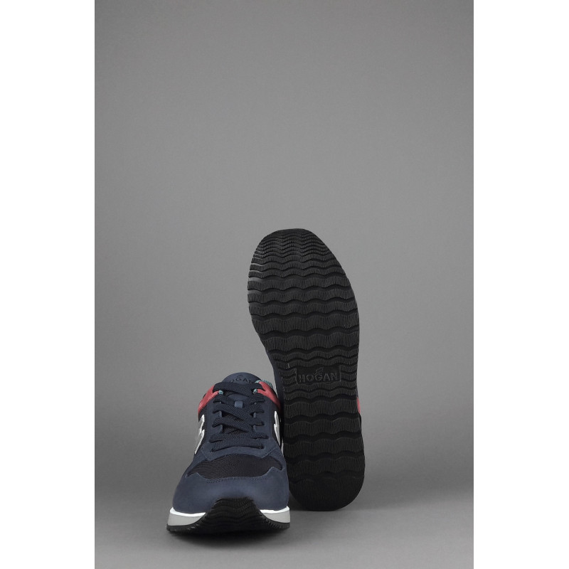 Hogan Sneakers H321 Uomo Nabuk Camoscio Tela Blu Scuro Rosso Nero Prezzo 320,00