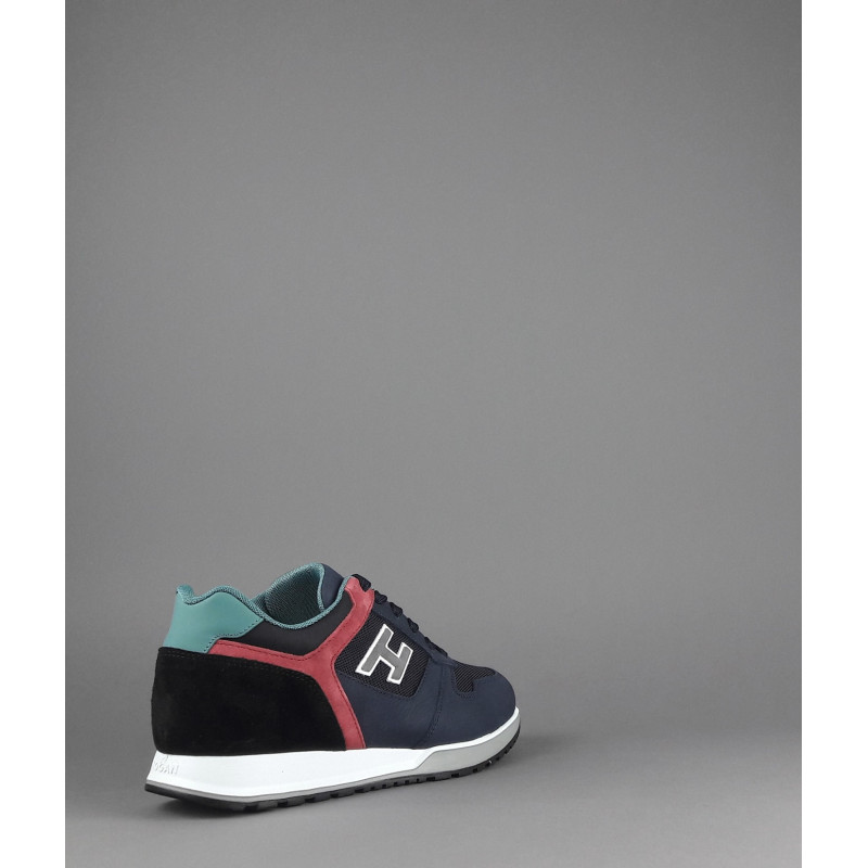 Hogan Sneakers H321 Uomo Nabuk Camoscio Tela Blu Scuro Rosso Nero Prezzo 320,00