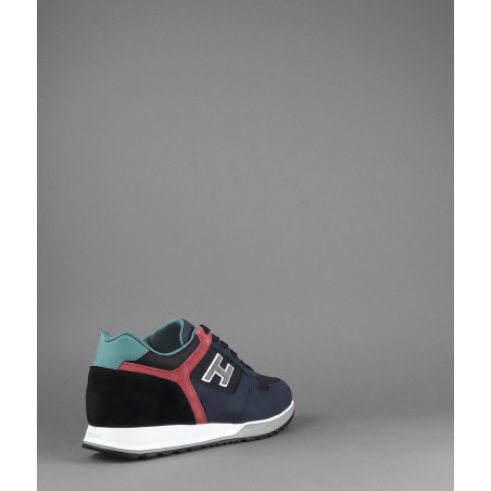 Hogan Sneakers H321 Uomo Nabuk Camoscio Tela Blu Scuro Rosso Nero Prezzo 320,00