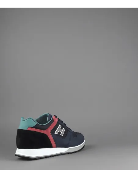 Hogan Sneakers H321 Uomo Nabuk Camoscio Tela Blu Scuro Rosso Nero Prezzo 320,00