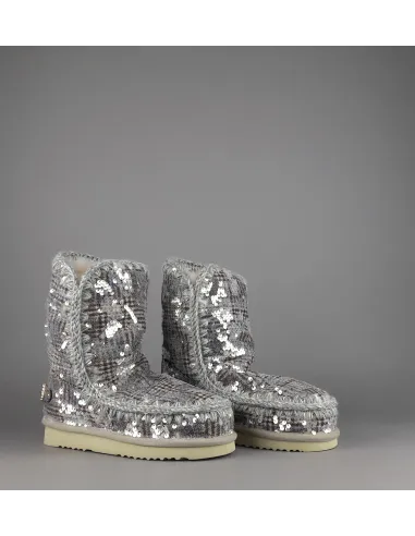 Mou /// Sa Eskimo 24 Donna Montone Double-Face Tartan Marrone Beige Pailettes Prezzo 300,00