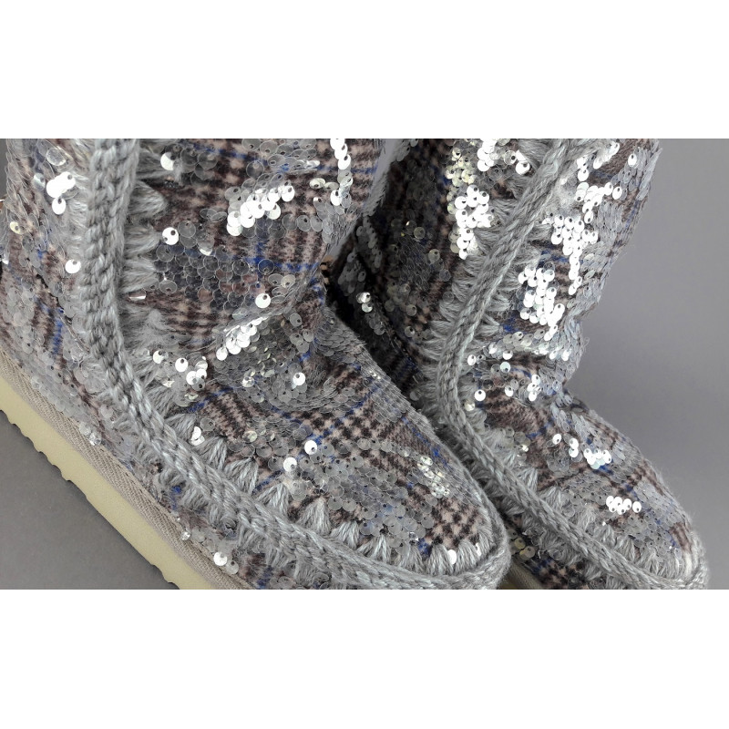 Mou Eskimo 24 Donna Montone Double-Face Tartan Marrone Beige Pailettes Prezzo 300,00
