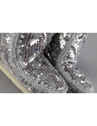 Mou /// Sa Eskimo 24 Donna Montone Double-Face Tartan Marrone Beige Pailettes Prezzo 300,00