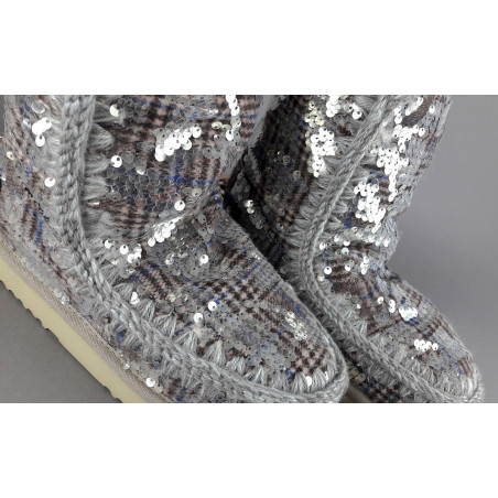 Mou Eskimo 24 Donna Montone Double-Face Tartan Marrone Beige Pailettes Prezzo 300,00