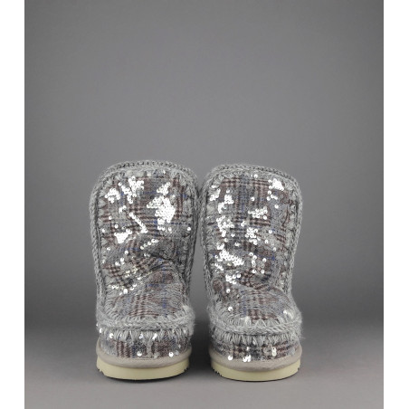 Mou Eskimo 24 Donna Montone Double-Face Tartan Marrone Beige Pailettes Prezzo 300,00