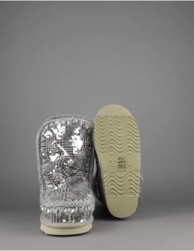 Mou /// Sa Eskimo 24 Donna Montone Double-Face Tartan Marrone Beige Pailettes Prezzo 300,00