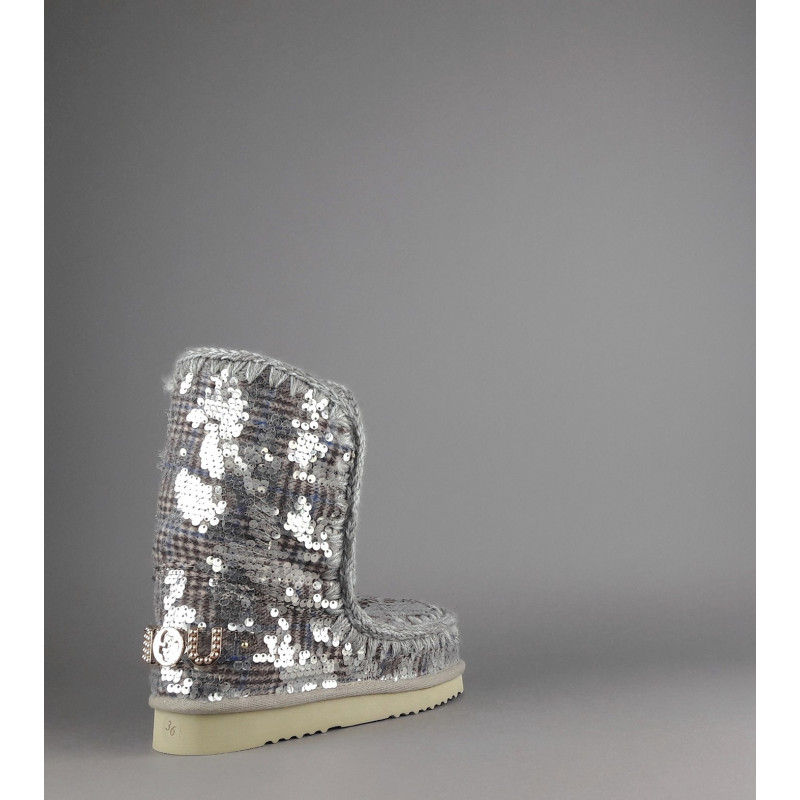 Mou Eskimo 24 Donna Montone Double-Face Tartan Marrone Beige Pailettes Prezzo 300,00