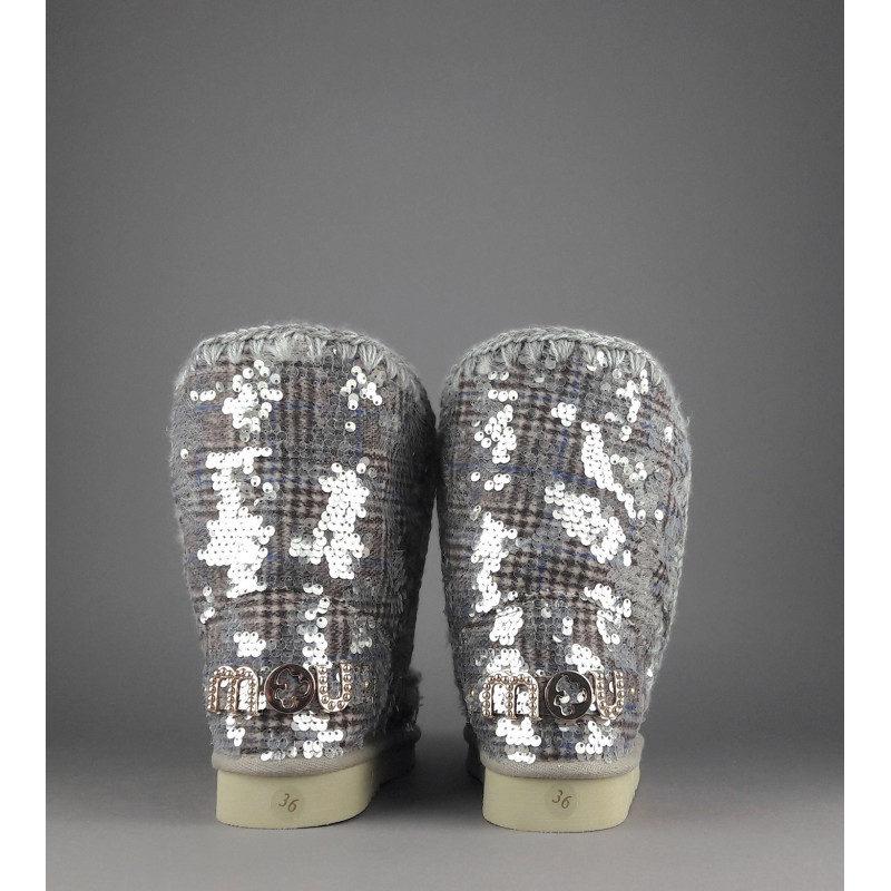 Mou Eskimo 24 Donna Montone Double-Face Tartan Marrone Beige Pailettes Prezzo 300,00