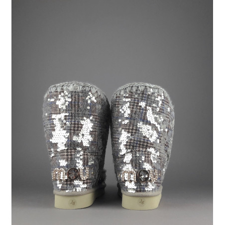 Mou Eskimo 24 Donna Montone Double-Face Tartan Marrone Beige Pailettes Prezzo 300,00