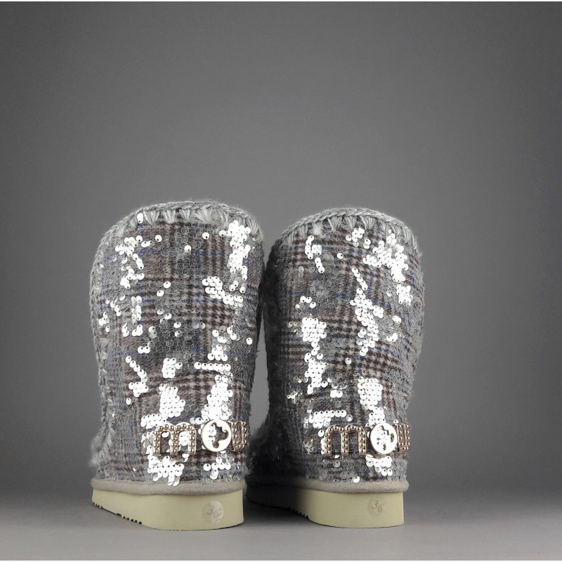 Mou Eskimo 24 Donna Montone Double-Face Tartan Marrone Beige Pailettes Prezzo 300,00