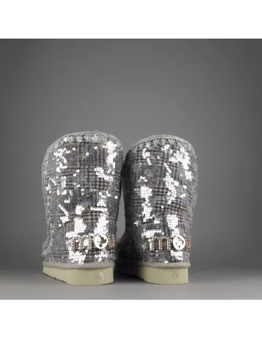 Mou /// Sa Eskimo 24 Donna Montone Double-Face Tartan Marrone Beige Pailettes Prezzo 300,00