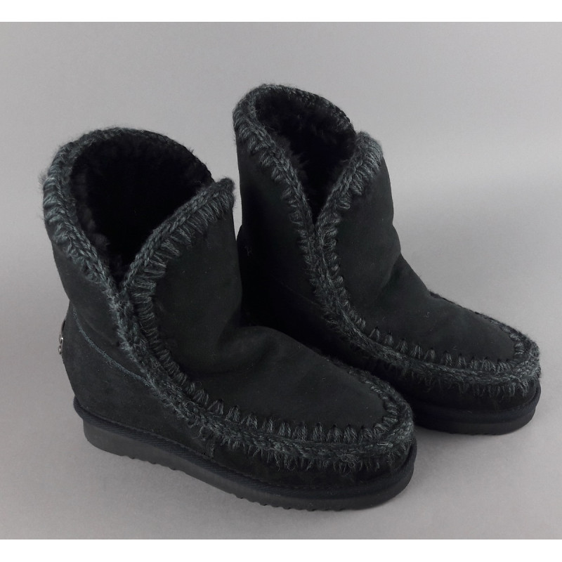 Mou Eskimo Wedge Donna Montone Double-Face Nero Prezzo 260,00