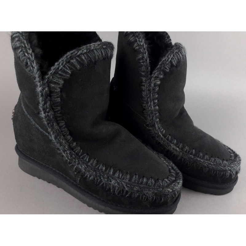 Mou Eskimo Wedge Donna Montone Double-Face Nero Prezzo 260,00