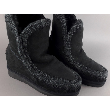 Mou Eskimo Wedge Donna Montone Double-Face Nero Prezzo 260,00
