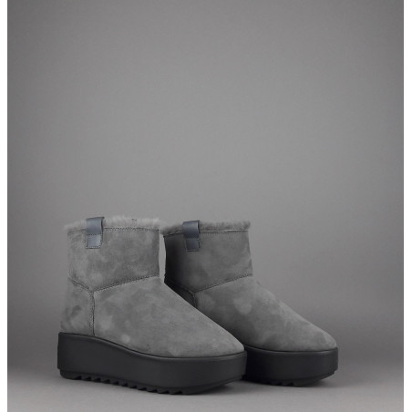 Hoor Tronchetto Donna Camoscio Montone Shearling Grigio Scuro Prezzo 180,00