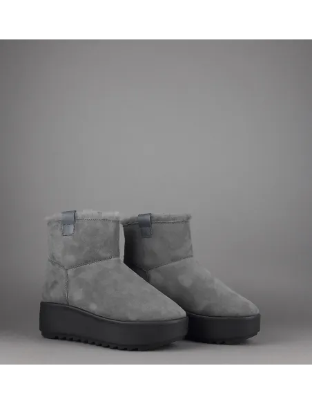 Hoor Tronchetto Donna Camoscio Montone Shearling Grigio Scuro Prezzo 180,00