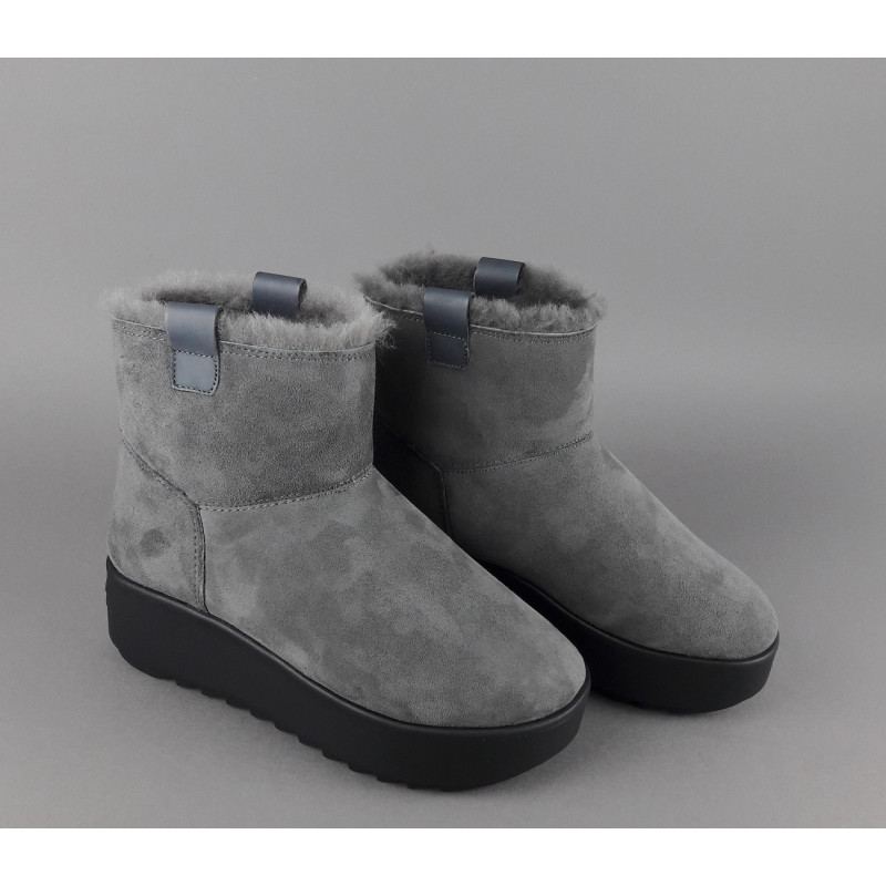 Hoor Tronchetto Donna Camoscio Montone Shearling Grigio Scuro Prezzo 180,00