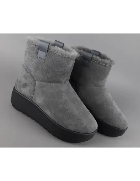 Hoor Tronchetto Donna Camoscio Montone Shearling Grigio Scuro Prezzo 180,00