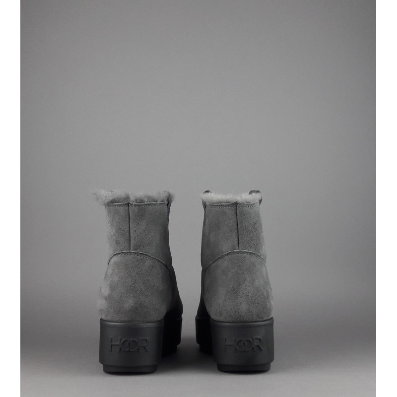 Hoor Tronchetto Donna Camoscio Montone Shearling Grigio Scuro Prezzo 180,00