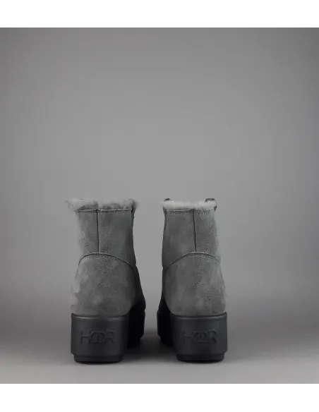 Hoor Tronchetto Donna Camoscio Montone Shearling Grigio Scuro Prezzo 180,00