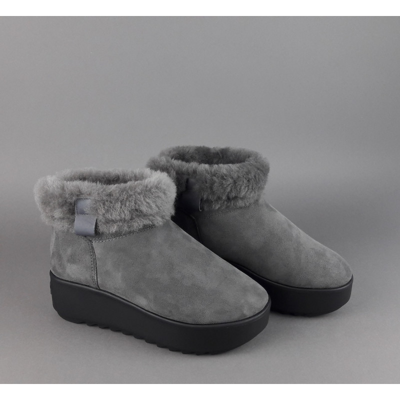 Hoor Tronchetto Donna Camoscio Montone Shearling Grigio Scuro Prezzo 180,00