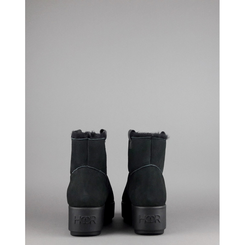 Hoor Tronchetto Donna Camoscio Montone Shearling Nero Prezzo 180,00