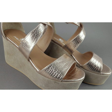 Janet Sport Sandalo Donna Noto Pelle Stampa Cocco Oro Platino Prezzo 170,00