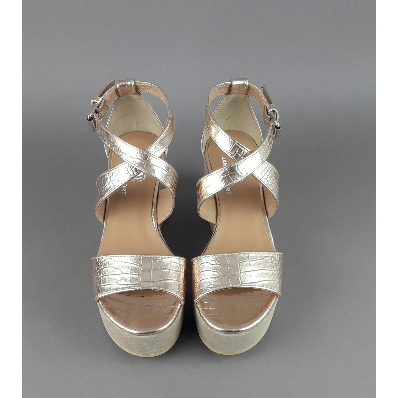 Janet Sport Sandalo Donna Noto Pelle Stampa Cocco Oro Platino Prezzo 170,00