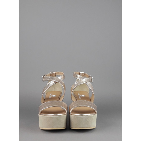 Janet Sport Sandalo Donna Noto Pelle Stampa Cocco Oro Platino Prezzo 170,00