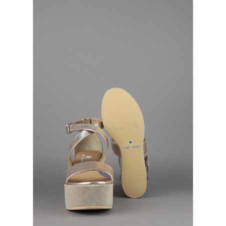 Janet Sport Sandalo Donna Noto Pelle Stampa Cocco Oro Platino Prezzo 170,00