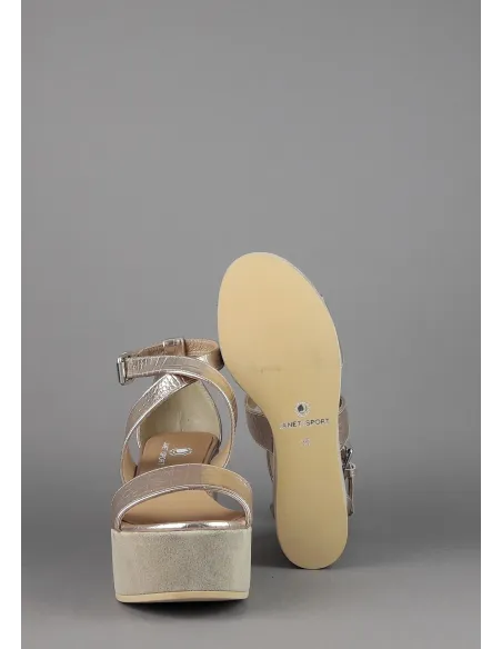 Janet Sport Sandalo Donna Noto Pelle Stampa Cocco Oro Platino Prezzo 170,00