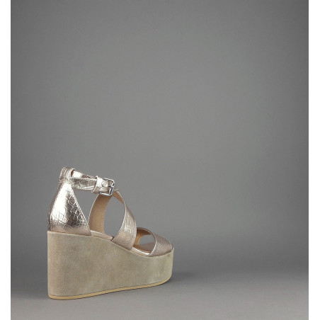 Janet Sport Sandalo Donna Noto Pelle Stampa Cocco Oro Platino Prezzo 170,00