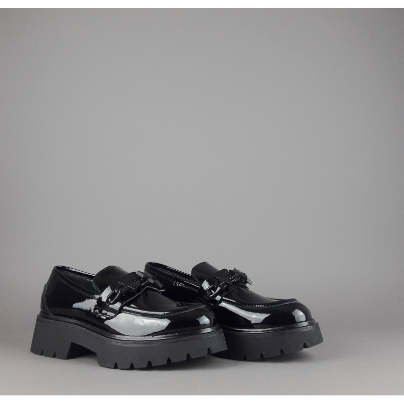 Janet Sport Scarpa Donna Pelle Vernice Nero Morsetto Stelle Prezzo 180,00