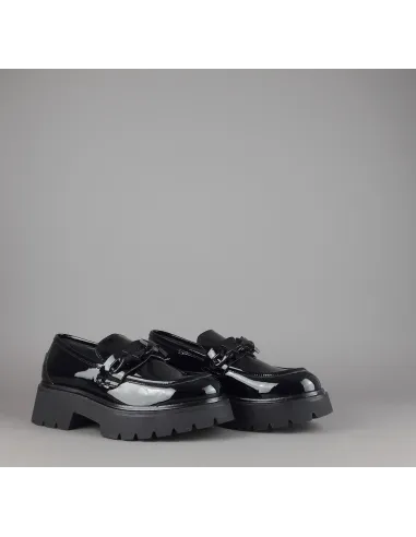 Janet Sport Scarpa Donna Pelle Vernice Nero Morsetto Stelle Prezzo 180,00