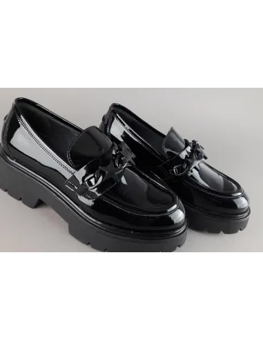 Janet Sport Scarpa Donna Pelle Vernice Nero Morsetto Stelle Prezzo 180,00