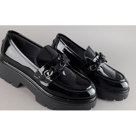 Janet Sport Scarpa Donna Pelle Vernice Nero Morsetto Stelle Prezzo 180,00