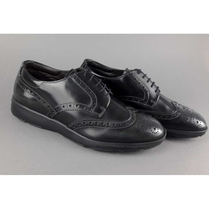 Fratelli Rossetti /// Derby Uomo Pelle Spazzolata Antracite Bucature All'Inglese Prezzo 320,00