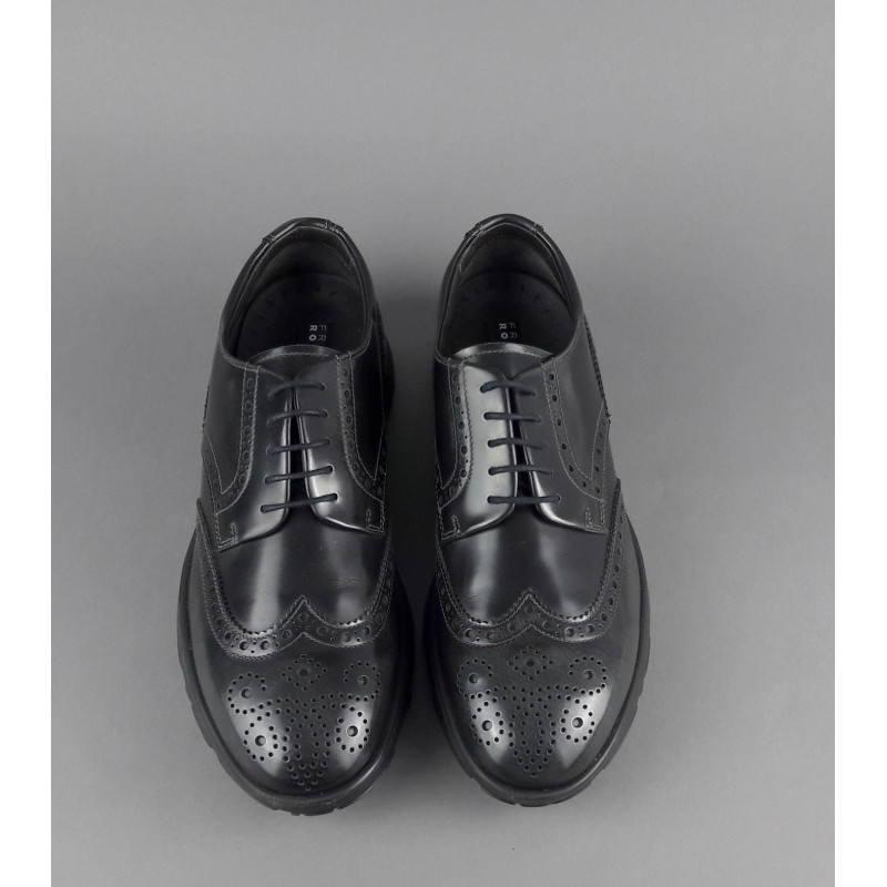 Fratelli Rossetti /// Derby Uomo Pelle Spazzolata Antracite Bucature All'Inglese Prezzo 320,00