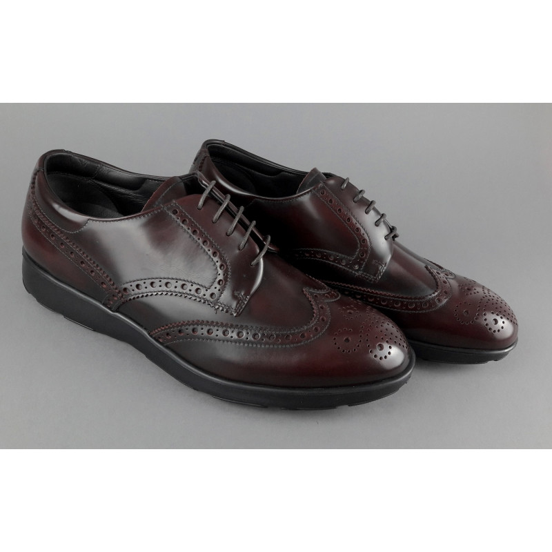 Fratelli Rossetti Derby Uomo Pelle Spazzolata Bordeaux Bucature All'Inglese Prezzo 320,00