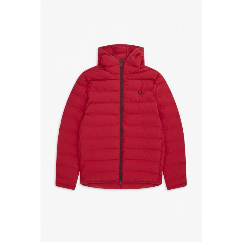 Fred Perry Piumino Uomo Nylon Rosso Chiusura Zip Cappuccio Prezzo 300,00
