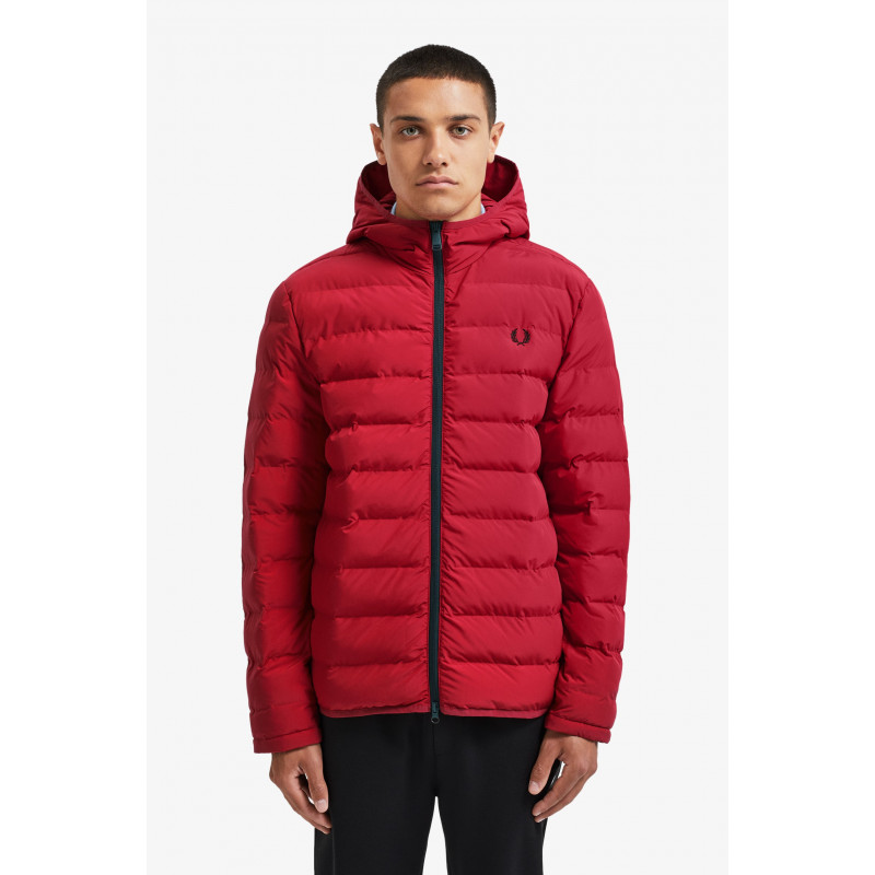 Fred Perry Piumino Uomo Nylon Rosso Chiusura Zip Cappuccio Prezzo 300,00