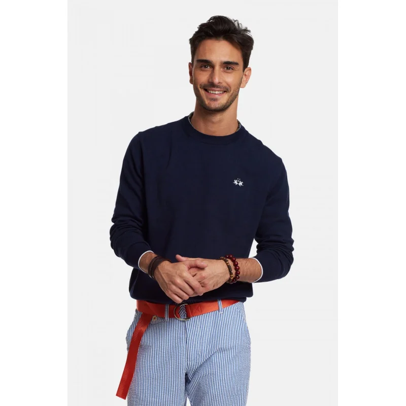 La Martina Maglia Uomo Cotone Fit Regular Blu Scuro Prezzo 155,00