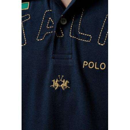 La Martina Polo Uomo Piqué Di Cotone Stretch Fit Regular Blu Scuro Prezzo 175,00
