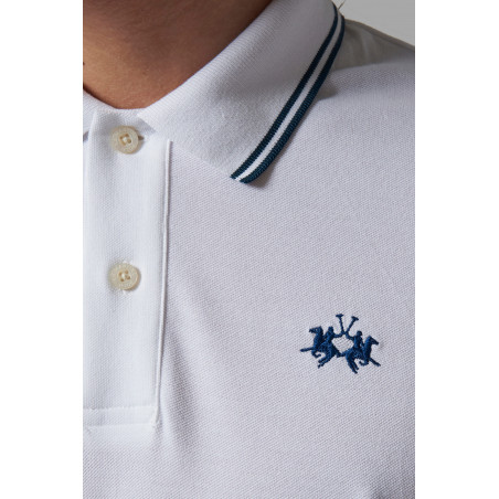 La Martina Polo Uomo Piqué Di Cotone Fit Regular Bianco Prezzo 90,00
