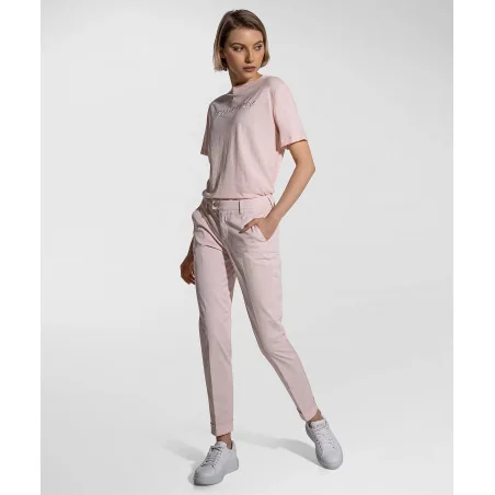 Peuterey _ _ Pantalone Gambardine Di Cotone Stretch Donna Rosa Chiaro Prezzo 150,00