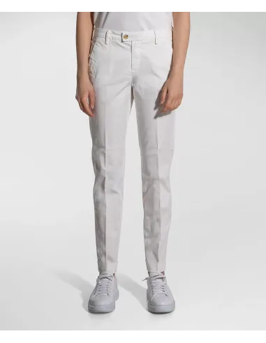 Peuterey _ _ Pantalone Gambardine Di Cotone Stretch Donna Bianco Prezzo 150,00