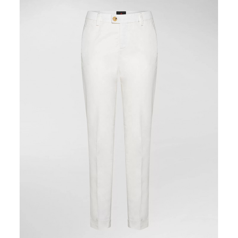 Peuterey Pantalone Gambardine Di Cotone Stretch Donna Bianco Prezzo 150,00
