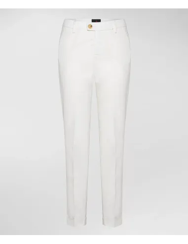 Peuterey _ _ Pantalone Gambardine Di Cotone Stretch Donna Bianco Prezzo 150,00